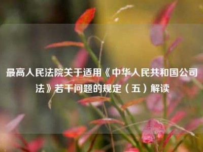 最高人民法院关于适用《中华人民共和国公司法》若干问题的规定（五）解读