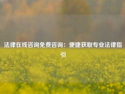 法律在线咨询免费咨询：便捷获取专业法律指引