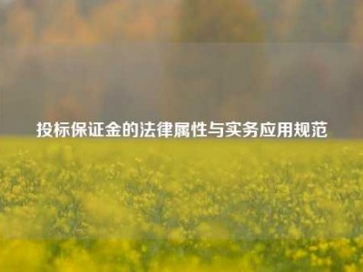 投标保证金的法律属性与实务应用规范