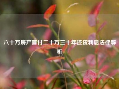 六十万房产首付二十万三十年还贷利息法律解析