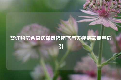 签订购房合同法律风险防范与关键条款审查指引