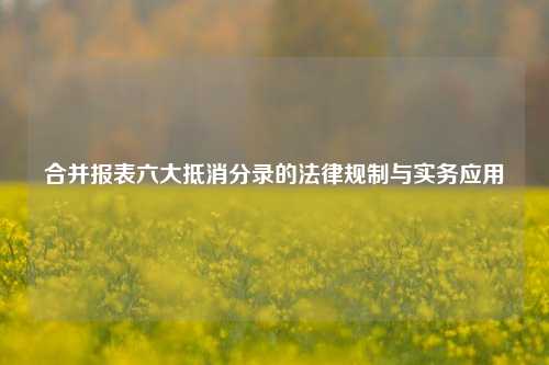 合并报表六大抵消分录的法律规制与实务应用
