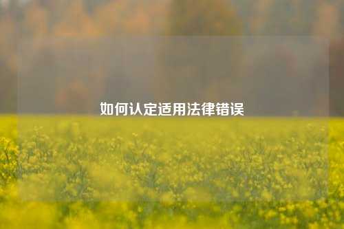 如何认定适用法律错误